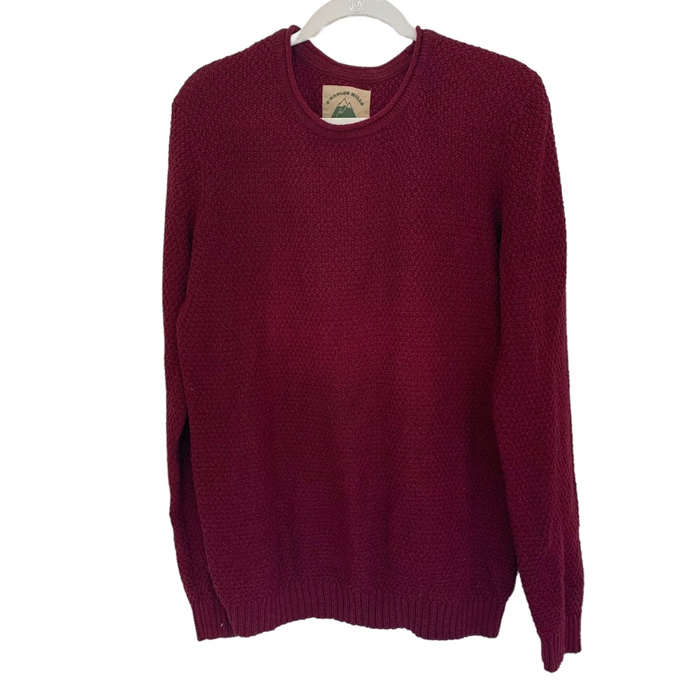 O'Hanlon Mills Calhoun Burgundy Crew Neck Men's Sweater Size S - Picture 2 of 5